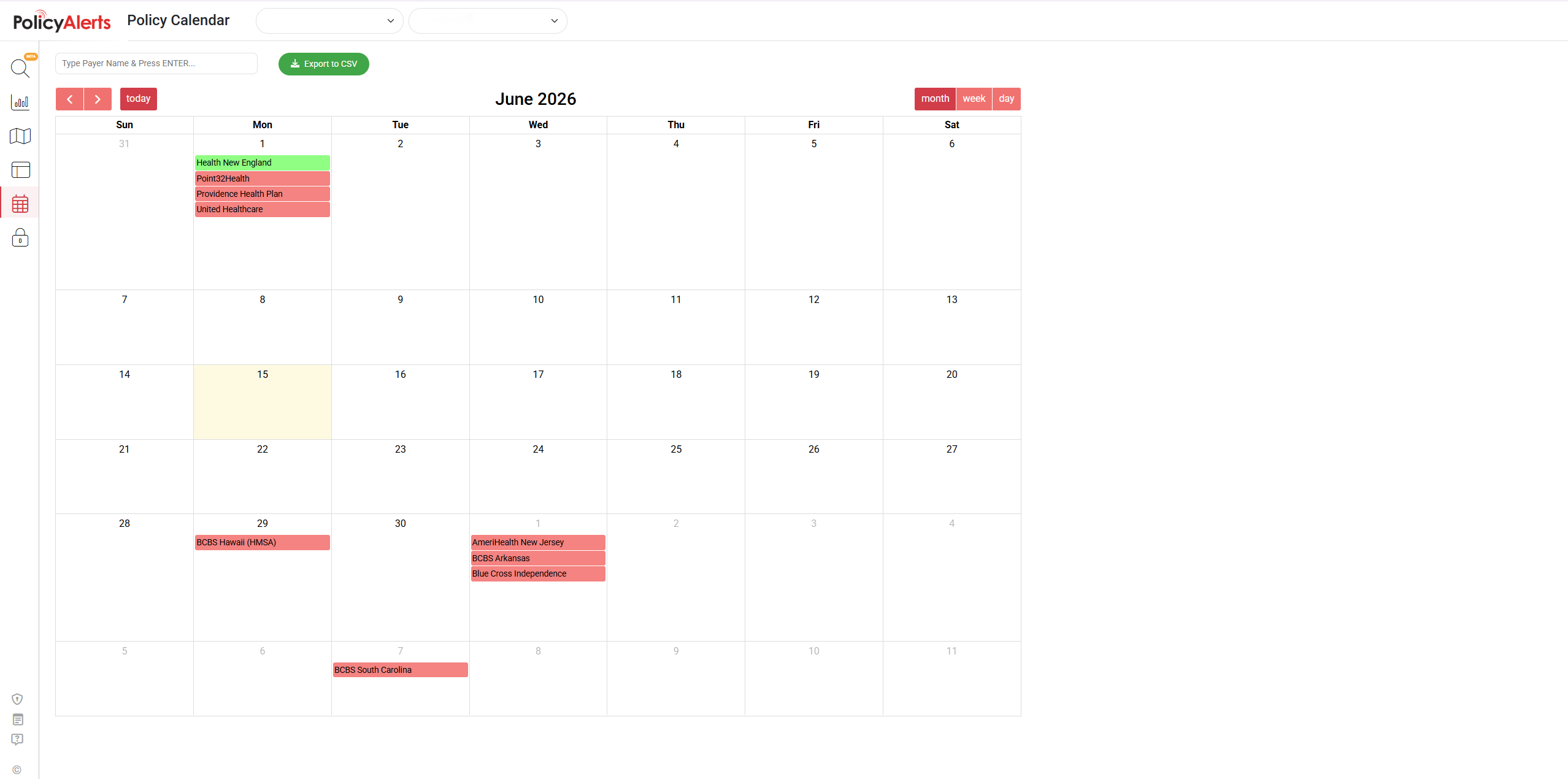 Policy Calendar